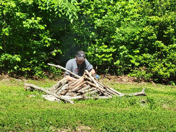 Gathering firewood for the campfire