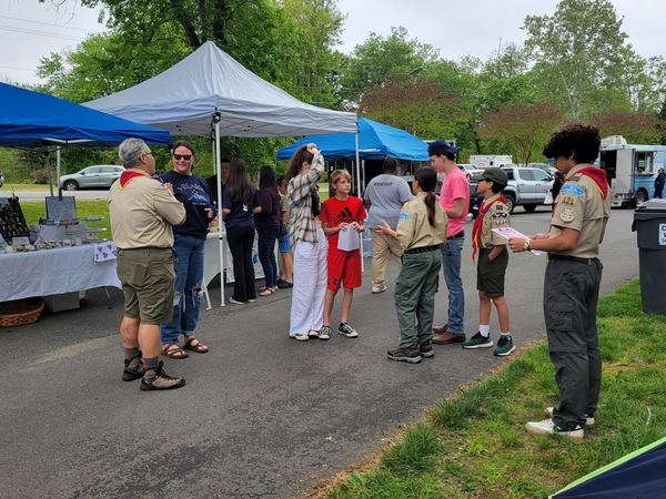 Scouts helping out at the community day booths